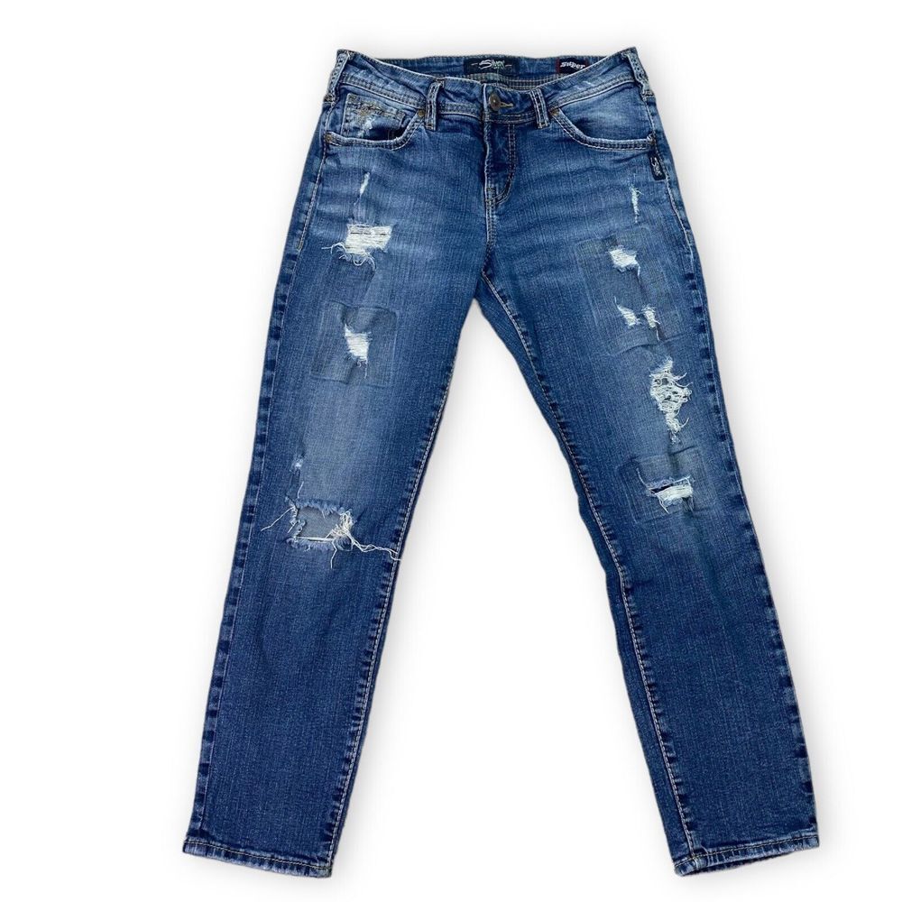 silver jeans womens blue denim Boyfriend Fit size 28x25*